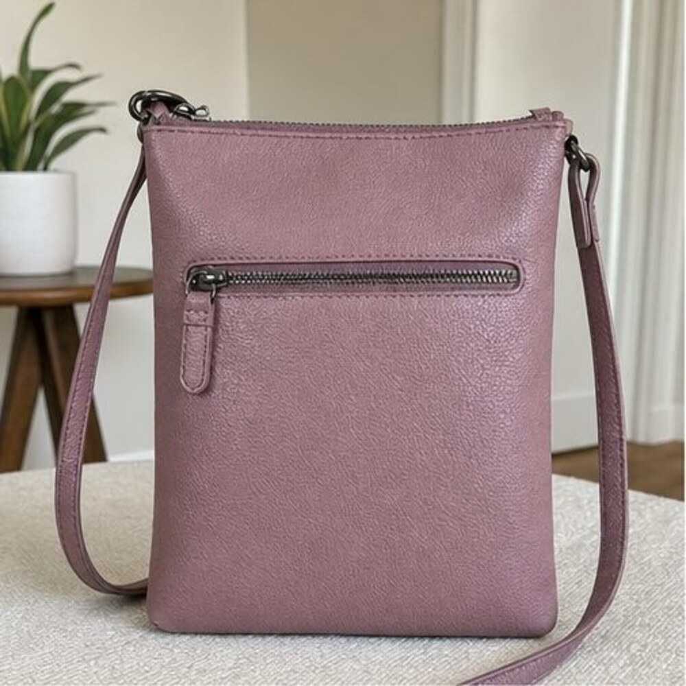 Mauve Pebbled Crossbody Bag